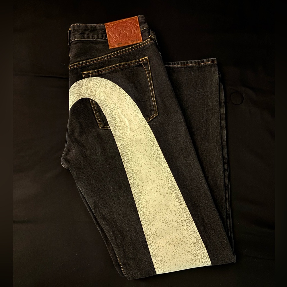 Evisu Black and White Straight Men's Jeans🔥